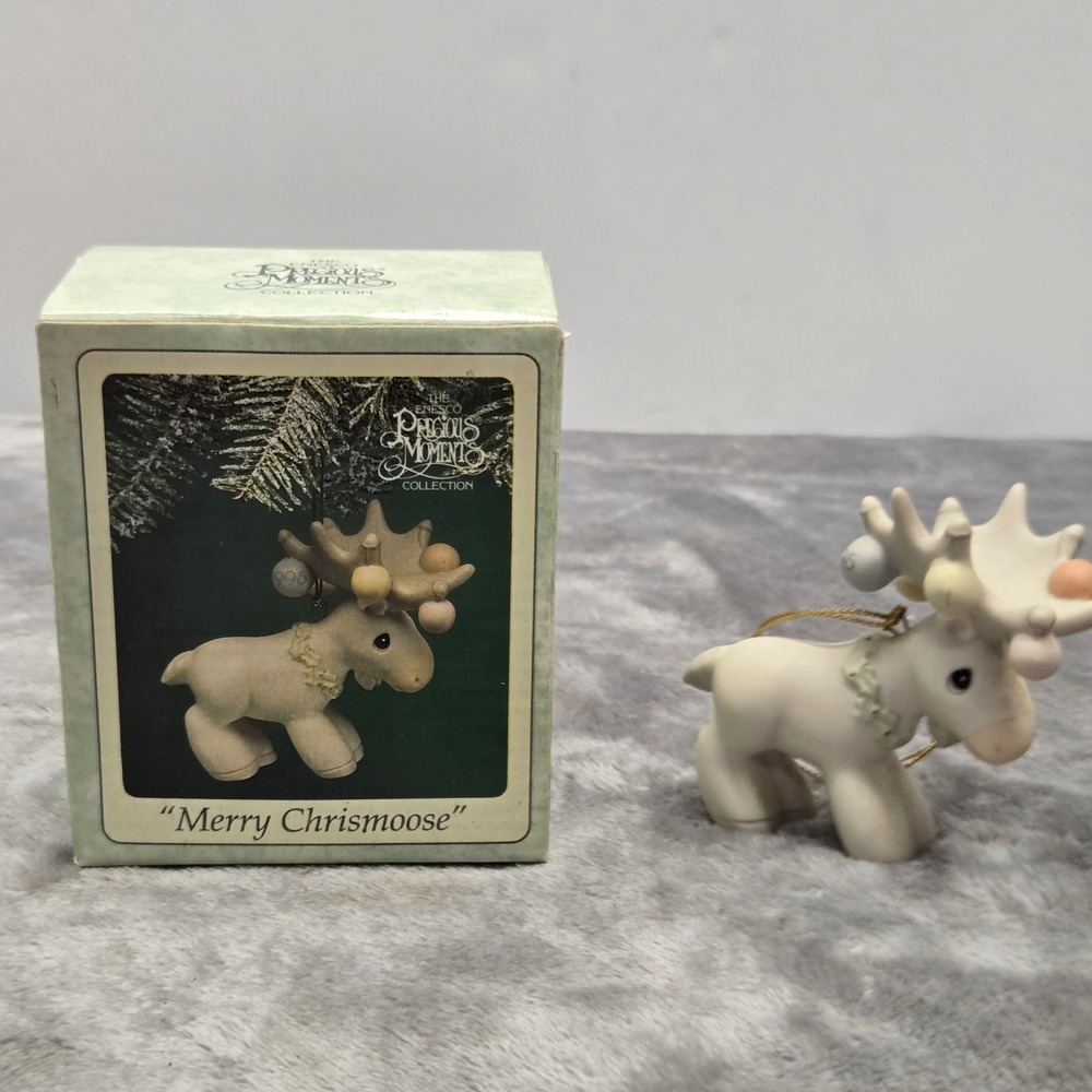 Precious Moments Merry Chrismoose Ornament 1998 Enesco Moose Figurine 455857 Box